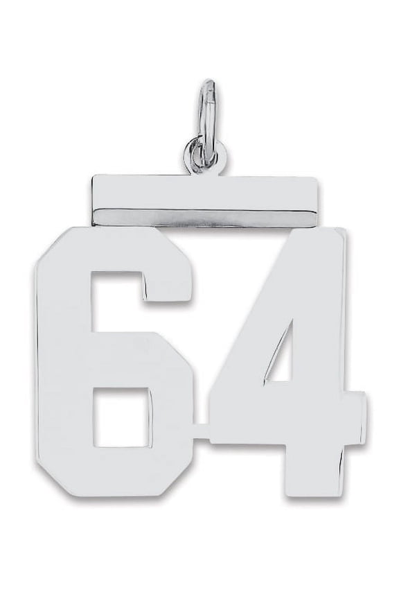 Sterling/Silver Rhodium-plated Polished Number 64 Charm QMS64