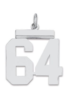 Sterling/Silver Rhodium-plated Polished Number 64 Charm QMS64