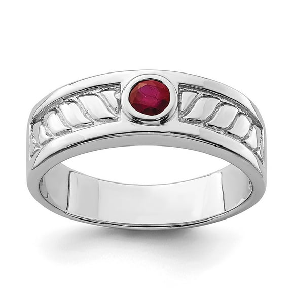 Sterling Silver Rhodium-plated Men's Ruby Ring QR6844