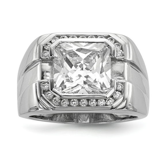 Sterling Silver Rhodium-plated Mens Cubic Zirconia Ring - Size 11 - Measures 5.3mm Wide