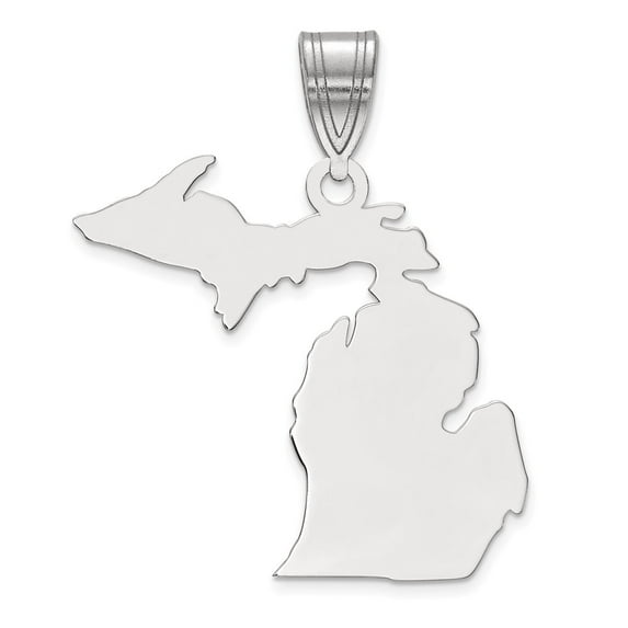 Sterling Silver/Rhodium-plated Michigan State Pendant QXNA707SS-MI