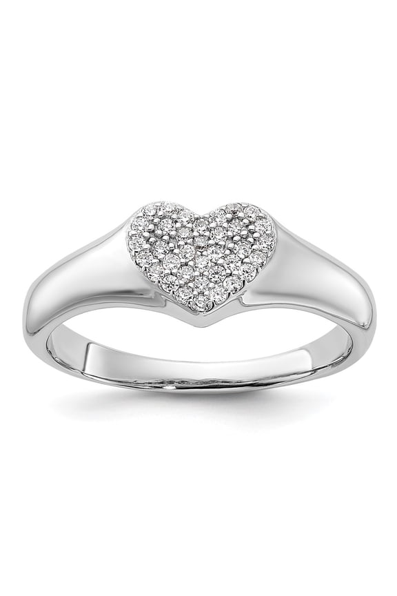 Sterling Silver Rhodium-plated Micro Pave CZ Heart Ring
