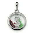 thumbnail image 1 of Sterling Silver Rhodium-plated Money Sign & Floating Glass Beads Pendant QP2857, 1 of 2