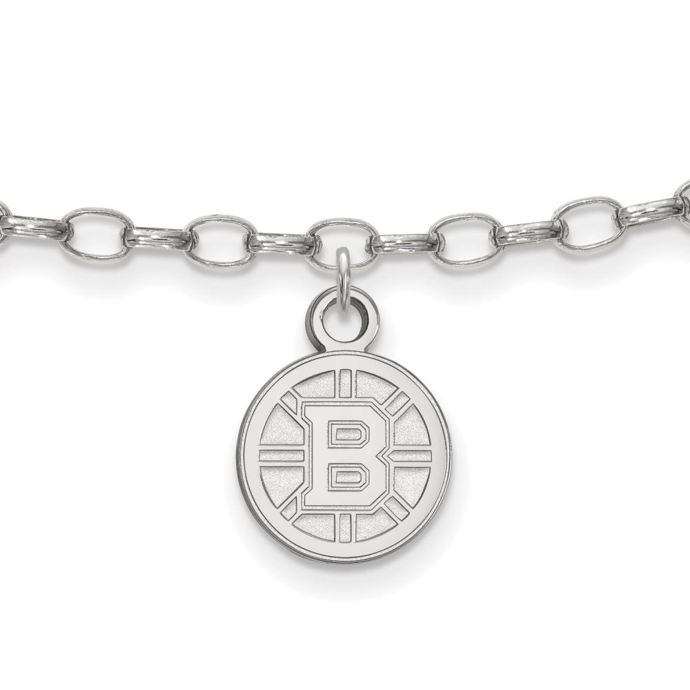 Sterling Silver Rhodium-plated NHL LogoArt Boston Bruins 9 inch Anklet Q-SS027BRI - image 1 of 2