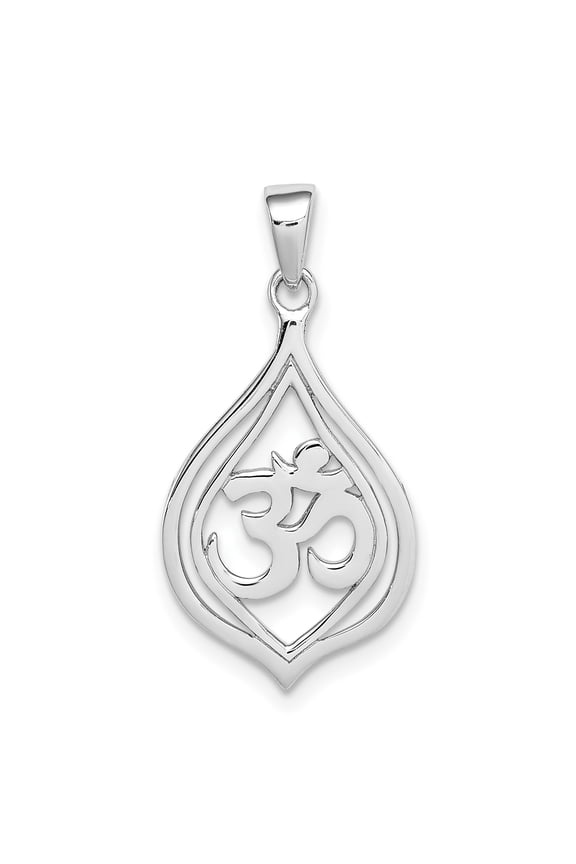 Sterling Silver Rhodium-plated Om Pendant