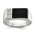 thumbnail image 1 of Sterling Silver Rhodium-plated Onyx & CZ Ring, 1 of 6