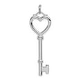 thumbnail image 1 of 925 Sterling Silver Solid Polished back Open Love Heart Top Large Key Pendant Necklace 52x16mm Wide Pendant for Women, 1 of 3