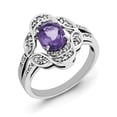 thumbnail image 1 of Sterling Silver Rhodium-plated Oval Amethyst & Diamond Ring, 1 of 2