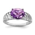 thumbnail image 1 of Sterling Silver Rhodium-plated Oval Amethyst Ring - Size 7, 1 of 2