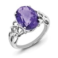 thumbnail image 1 of Sterling Silver Rhodium-plated Oval Checker-Cut Amethyst Ring, 1 of 2