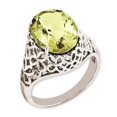 thumbnail image 1 of Sterling Silver Rhodium-plated Oval Checker-Cut Lemon Quartz Ring, 1 of 3