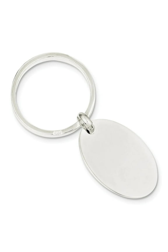 Sterling Silver Rhodium-plated Oval Key Ring
