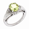 thumbnail image 1 of Sterling Silver Rhodium-plated Oval Lemon Quartz & Diamond Ring - Size 7, 1 of 1