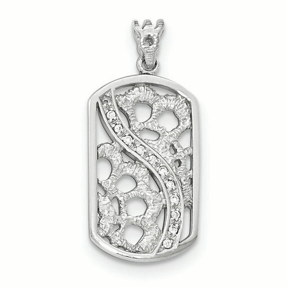 Sterling Silver Rhodium-plated Oval Rectangle Pendant