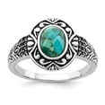 thumbnail image 1 of Sterling Silver Rhodium-plated Oxidized Faceted Recon. Turquoise Ring, 1 of 8