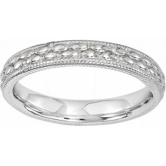 Sterling Silver Rhodium-plated Patterned Ring