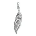 thumbnail image 1 of Sterling Silver Rhodium-plated Pave CZ Leaf Pendant, 1 of 1