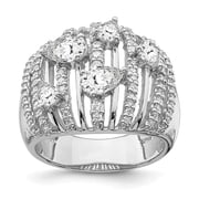 Sterling Silver Rhodium-plated Pear CZ Fancy Ring QR7101