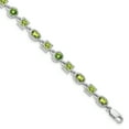 thumbnail image 1 of Sterling Silver Rhodium-plated Peridot Bracelet QX615PE, 1 of 4