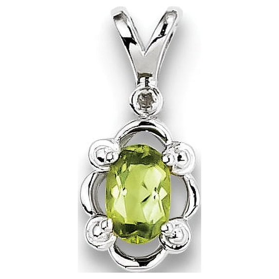 Sterling Silver Rhodium-plated Peridot & Diam. Pendant