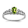 thumbnail image 1 of 925 Sterling Silver Polished Peridot and Diamond Ring Size 8 2mm Wide Ring for Women, 1 of 2