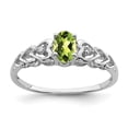 thumbnail image 1 of Sterling Silver Rhodium-plated Peridot & Diamond Ring, 1 of 5