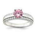 thumbnail image 1 of Sterling Silver Rhodium-plated Pink and Clear CZ Ring QR7048, 1 of 6