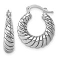 thumbnail image 1 of Sterling Silver Rhodium-plated Polished 5.5 x 18mm Twisted Graduated Tube Hoop Earrings, 1 of 3