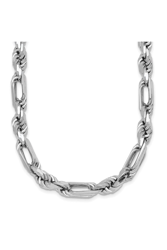 Sterling Silver Rhodium-plated Polished 7.00mm Figaro Rope Chain 19.75 inch Necklace
