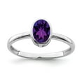 thumbnail image 1 of Sterling Silver Rhodium-plated Polished Amethyst Oval Ring, 1 of 6