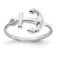 thumbnail image 1 of 925 Sterling Silver Solid Polished Nautical Ship Mariner Anchor Ring Size 7 1.5mm Wide Ring for Women, 1 of 5