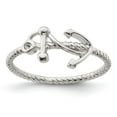 thumbnail image 1 of Sterling Silver Rhodium-plated Polished Anchor Ring, 1 of 6