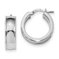 thumbnail image 1 of Sterling Silver Rhodium-plated Polished Beveled Edge Hoops, 1 of 1