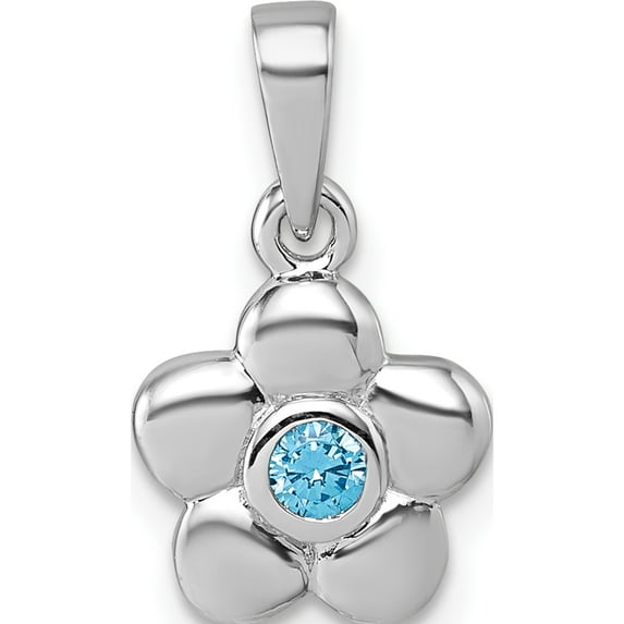 Sterling Silver Rhodium-plated Polished Blue CZ Flower Pendant Material Primary Purity Classic Breathtaking Radiant An unforgettable keepsake to treasure forever