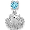 thumbnail image 1 of Sterling Silver Rhodium-plated Polished Blue CZ Shell Chain Slide Pendant Material Primary Purity Delicate Lustrous Dazzling Inspired by artistry and crafted with passion, 1 of 1