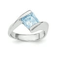 thumbnail image 1 of Sterling Silver Rhodium-plated Polished Blue Cubic Zirconia Ring, 1 of 3
