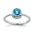 thumbnail image 1 of Sterling Silver Rhodium-plated Polished Blue Topaz Round Ring, 1 of 3