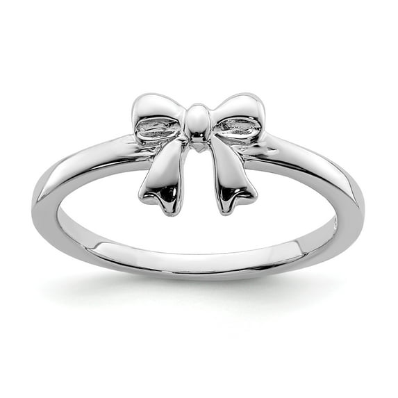Sterling Silver Rhodium-plated Polished Bow Ring - Size 3
