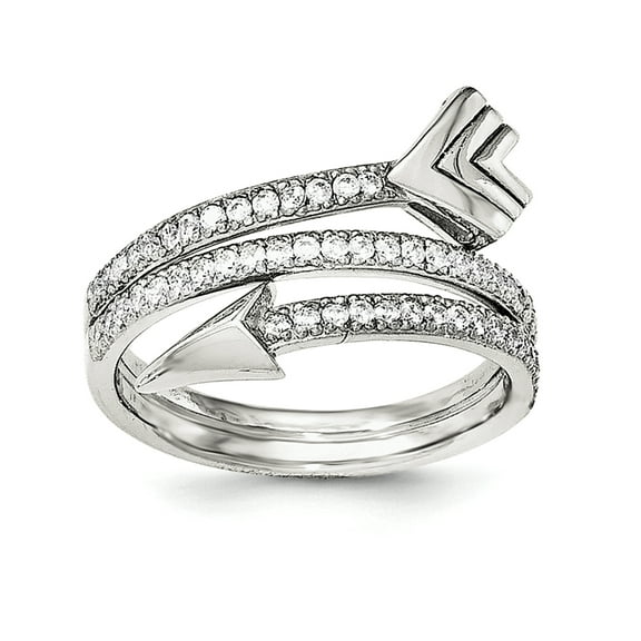 Sterling Silver Rhodium-plated Polished CZ Arrow Ring QR6516