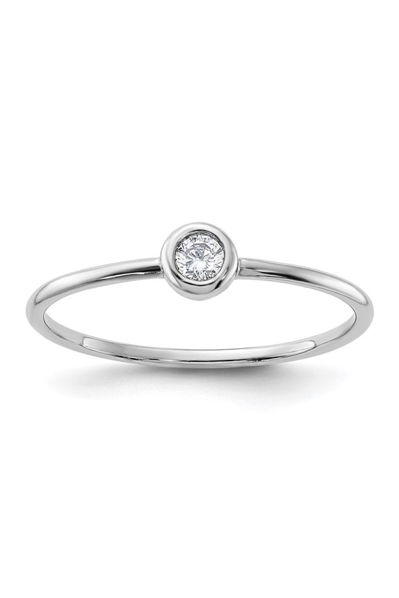 Sterling Silver Rhodium-plated Polished CZ Circle Ring