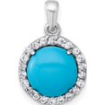 thumbnail image 1 of Sterling Silver Rhodium-plated Polished CZ Halo and Reconstituted Turquoise Cabochon Circle Pendant Material Primary Purity Romantic Unique Exquisite Designed for those who cherish timeless beauty, 1 of 4