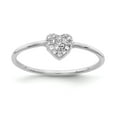 thumbnail image 1 of Sterling Silver Rhodium-plated Polished CZ Heart Ring - Size 6, 1 of 3