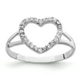 thumbnail image 1 of Sterling Silver Rhodium-plated Polished CZ Heart Ring - Size 6, 1 of 3