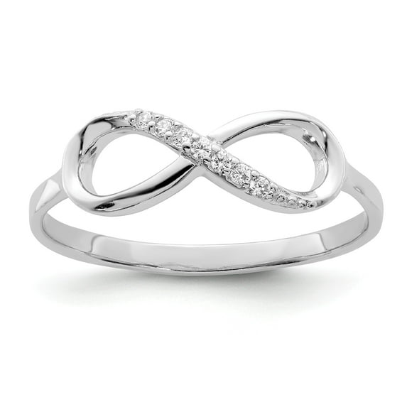 Sterling Silver Rhodium-plated Polished CZ Infinity Ring - Size 8