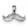 thumbnail image 1 of Sterling Silver Rhodium-plated Polished CZ Mustache Pendant QP4842, 1 of 4