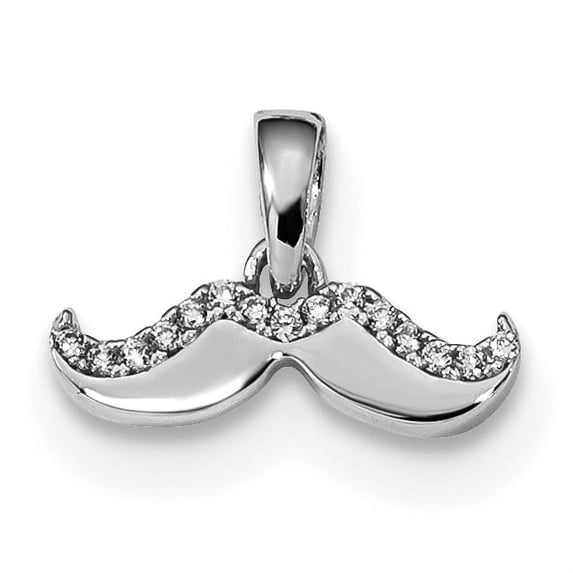 Sterling Silver Rhodium-plated Polished CZ Mustache Pendant QP4842