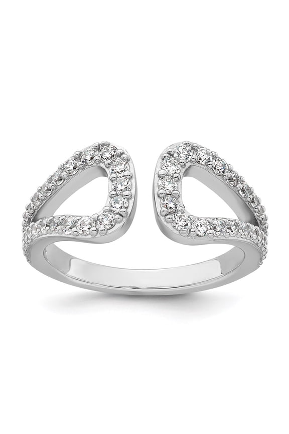 Sterling Silver Rhodium-plated Polished CZ Open Top Size 8 Ring