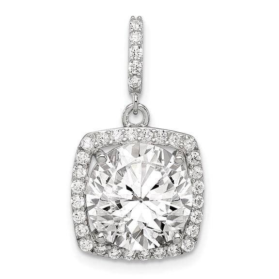 Sterling Silver Rhodium-plated Polished CZ Pendant QP4128