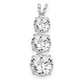 thumbnail image 1 of Sterling Silver Rhodium-plated Polished CZ Round Shaped 3 Stone Pendant, 1 of 1