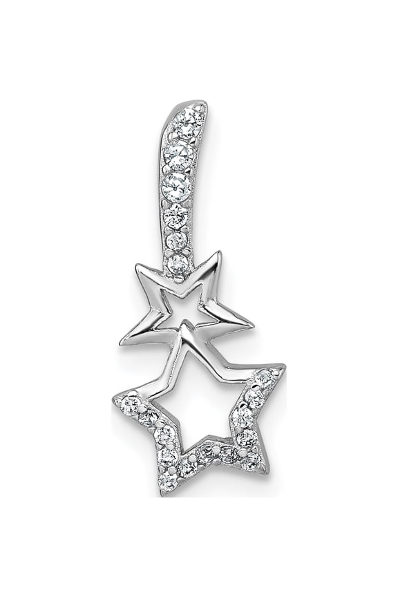 Sterling Silver Rhodium-plated Polished CZ Shooting Stars Chain Slide Pendant Material Primary Purity Luxurious Statement Flawless A classic choice for celebrating love and achievement
